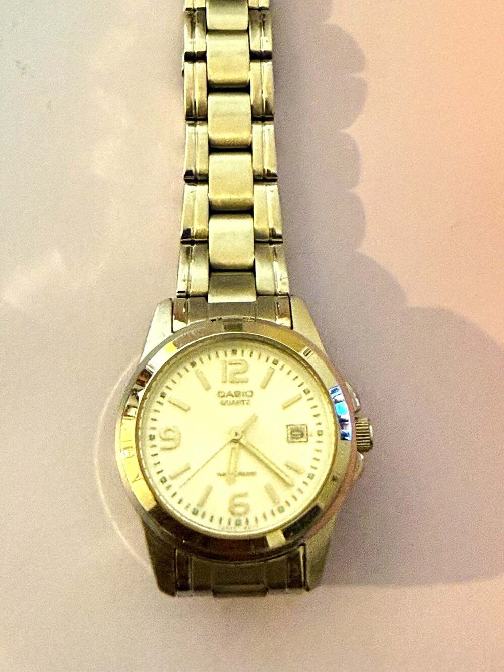 Casio LTP-1215 Women's Quartz Analog Watch Silver SS Bracelet White Dial Date